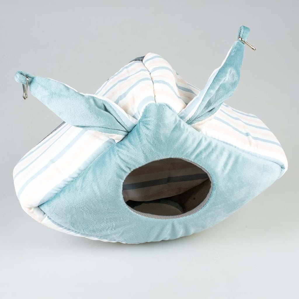 Duvo+ Striped Corner House For Small Pets-Plush M | Corner Hideout for Rabbits & Guinea Pigs