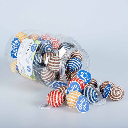 Duvo+ Striped Sisal Balls With Sound Mixed Colors | Set of 3 Cat Toys 5x5x5cm