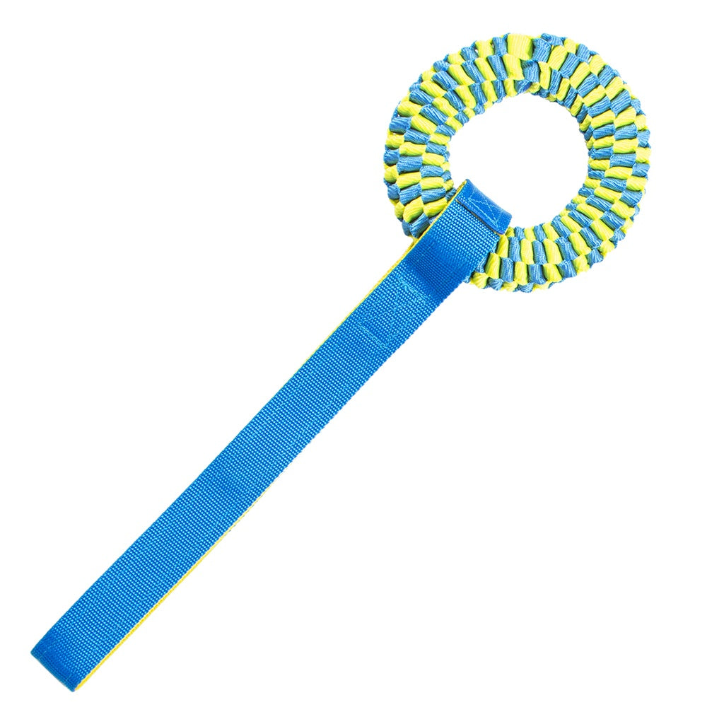 Duvo+ Supa' Nylon Tug Hoop 50x15cm | Durable Dog Tug Toy Blue/Yellow