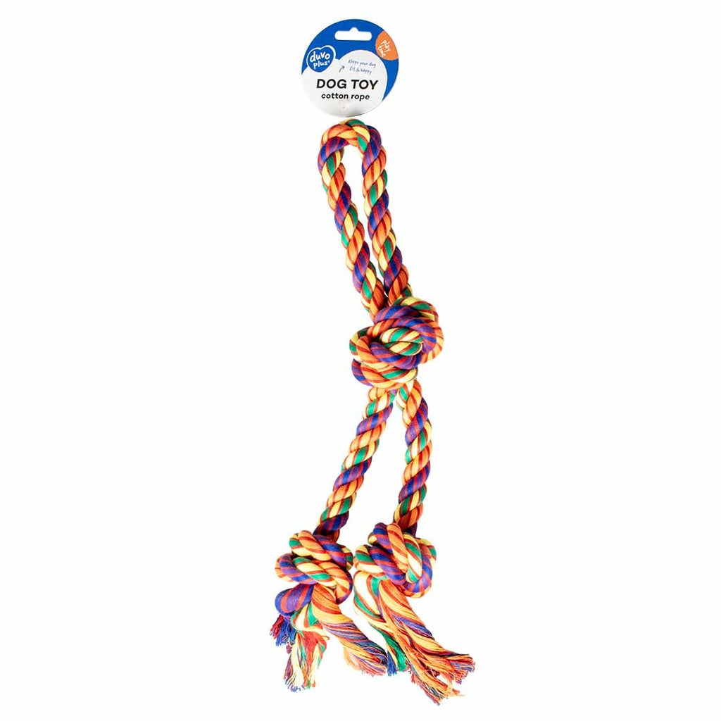 Duvo+ Tug Toy Multicolour Cotton Rope | Loop Tug Toys with Knots for Dogs