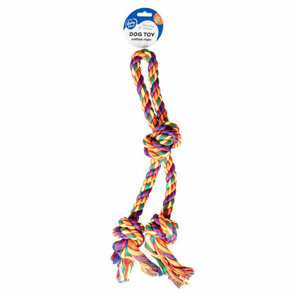 Duvo+ Tug Toy Multicolour Cotton Rope | Loop Tug Toys with Knots for Dogs