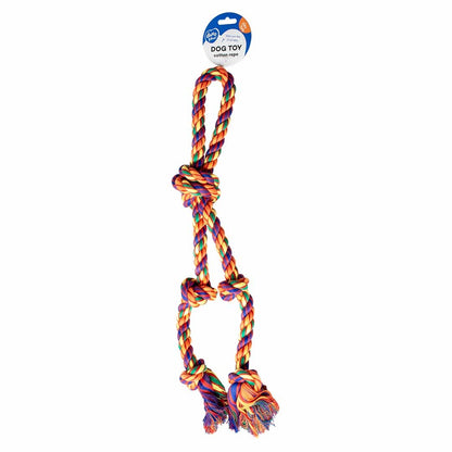Duvo+ Tug Toy Multicolour Cotton Rope | Loop Tug Toys with Knots for Dogs