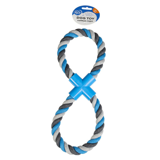 Duvo+ Tug Toy Knotted Cotton 8-Pull Ring 33cm Grey/Blue | Dental Chew Tug Toy