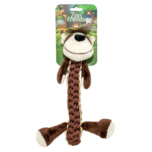Duvo+ Zoo Friends Martin Monkey Stick Brown | Plush Monkey Toy with Rope for Dogs