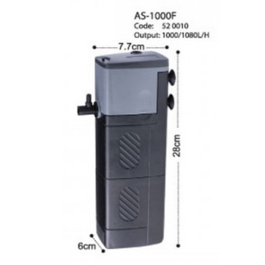 KW Zone Astro AS Internal Filter 1000F | 1080L/H Aquarium Internal Filter | High-Performance Water Filtration for Freshwater & Marine Aquariums