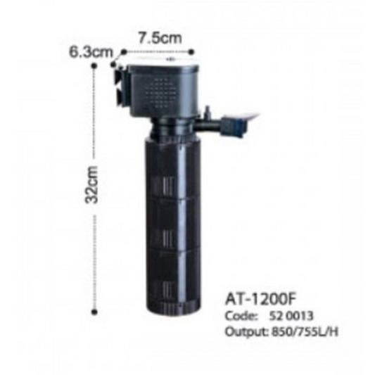 KW Zone Atlas AT Internal Filter FAT1200F | 1200L/H Aquarium Internal Filter | High-Performance Water Filtration for Freshwater & Marine Aquariums
