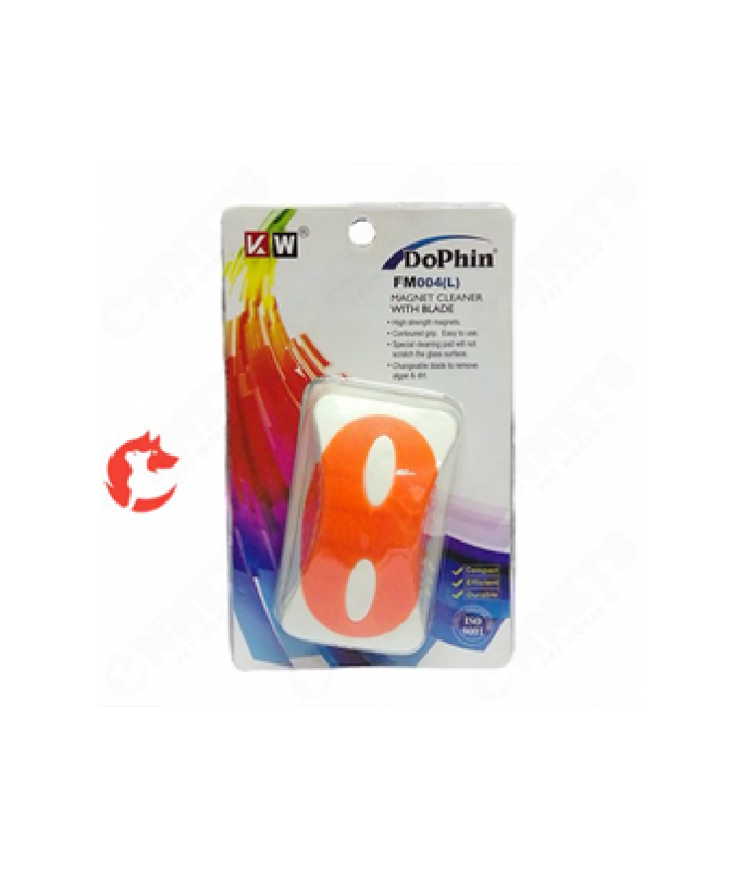 KW Zone DoPhin Floating Magnetic Aquarium Cleaner FM004-L | With Algae Scraper Blade | Floating Glass Cleaner | 10.5 × 5 cm