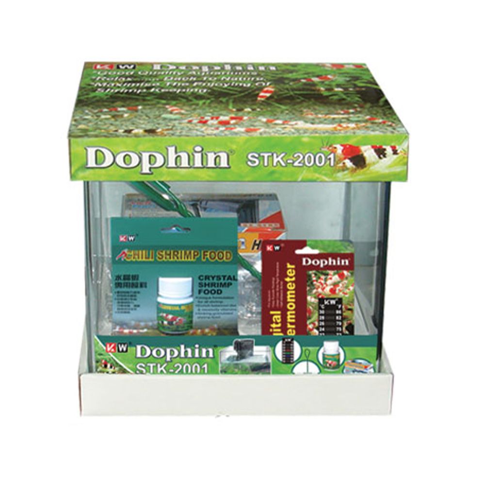 KW Zone DoPhin Shrimp Kit Tank STK-2001 | Complete Shrimp Aquarium Setup | 20 × 23 × 25 cm Nano Shrimp Tank