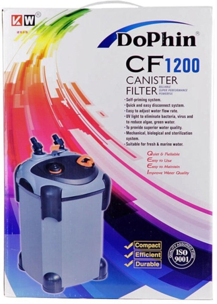 KW Zone DoPhin Canister Filter with UV FDCF1200 | 1200L/H External Aquarium Filter | UV Sterilizer for Freshwater & Marine Aquariums