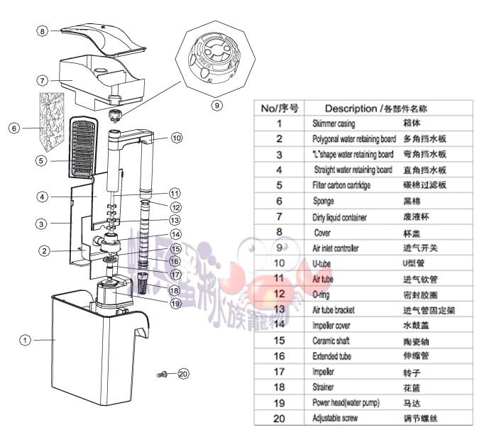 KW Zone Dophin Protein Skimmer PS2012 | Aquarium Protein Skimmer | Efficient Filtration System | Saltwater Use | High Performance