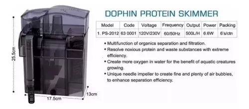 KW Zone Dophin Protein Skimmer PS2012 | Aquarium Protein Skimmer | Efficient Filtration System | Saltwater Use | High Performance