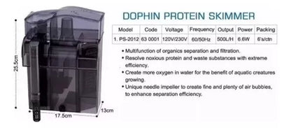 KW Zone Dophin Protein Skimmer PS2012 | Aquarium Protein Skimmer | Efficient Filtration System | Saltwater Use | High Performance