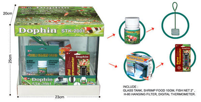 KW Zone DoPhin Shrimp Kit Tank STK-2001 | Complete Shrimp Aquarium Setup | 20 × 23 × 25 cm Nano Shrimp Tank