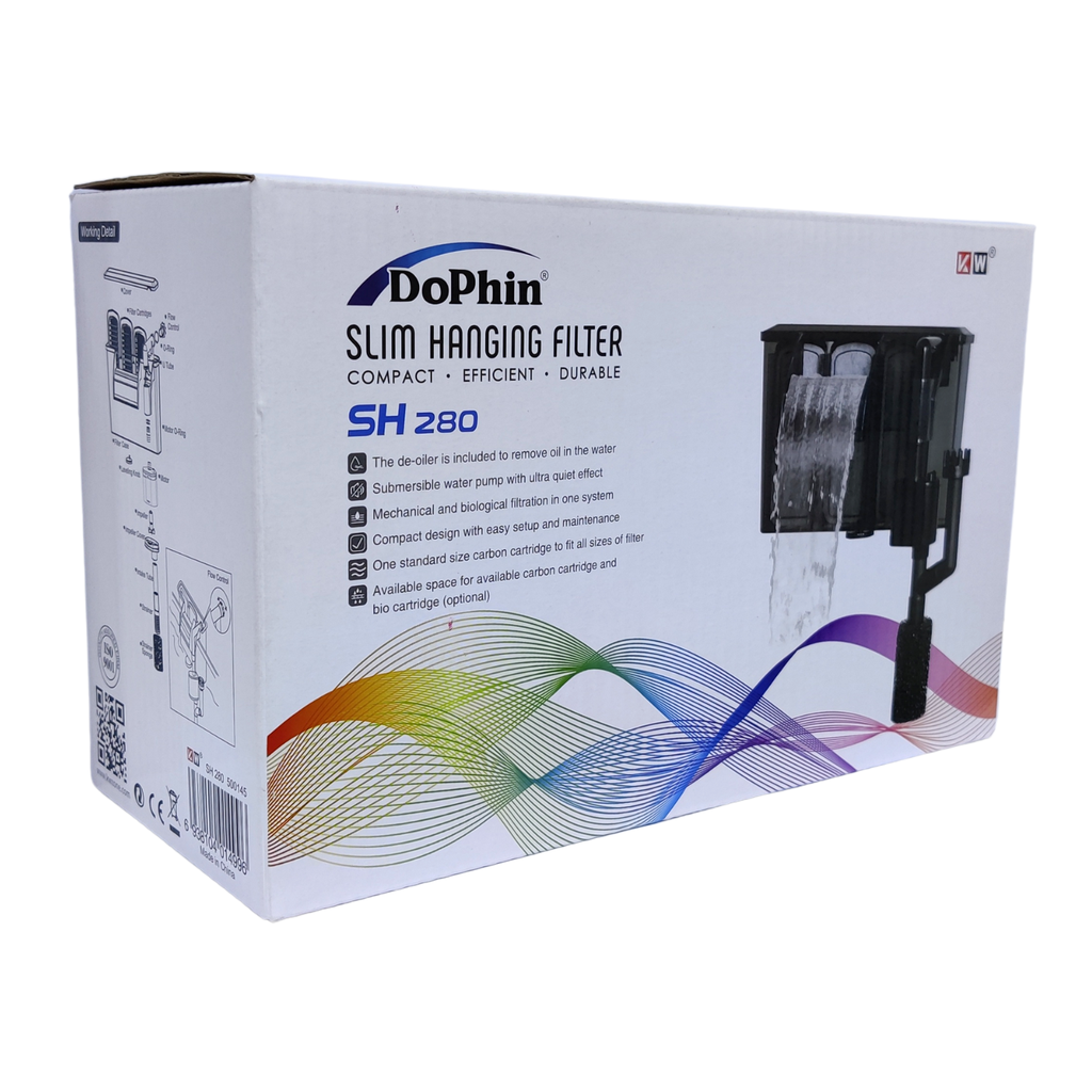 KW Zone Dophin Slim Hanging Filter SH280 | Aquarium Hang-On Filter | 230L/H Flow Rate | Filtration System