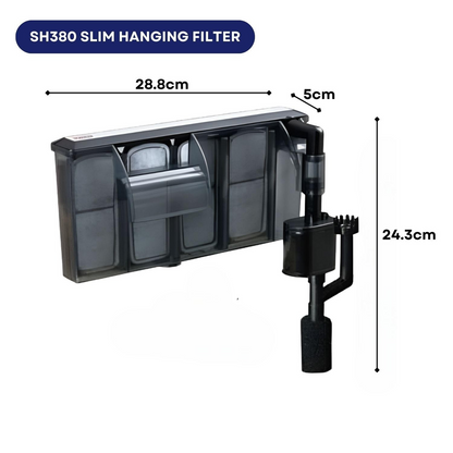 KW Zone Dophin Slim Hanging Filter SH380 | Aquarium Filter | Output 320L/H | Hang-On Filter System