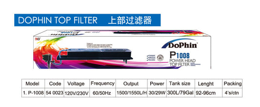 KW Zone DoPhin Top Filter with Internal Power Head | 92–96 cm Aquarium Top Filter | High-Efficiency Filtration System
