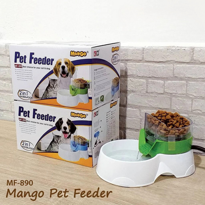 KW Zone MF-890 2-in-1 Pet Feeder | Mango Design | Food & Water Dispenser | Durable Plastic | Multi-Use Pet Bowl
