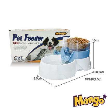 KW Zone MF-890 2-in-1 Pet Feeder | Mango Design | Food & Water Dispenser | Durable Plastic | Multi-Use Pet Bowl