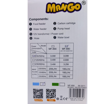 KW Zone MF-890 2-in-1 Pet Feeder | Mango Design | Food & Water Dispenser | Durable Plastic | Multi-Use Pet Bowl