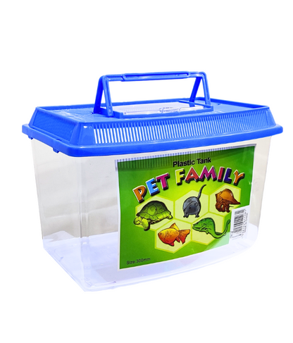 KW Zone Plastic Pet Carrier Tank | Transparent Fish Container & Small Animal Habitat | Ventilated Carrying Box