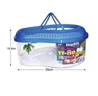 KW Zone Turtle Tank with Cover | Reptile Habitat | Secure Turtle Enclosure | 35 × 15.5 cm