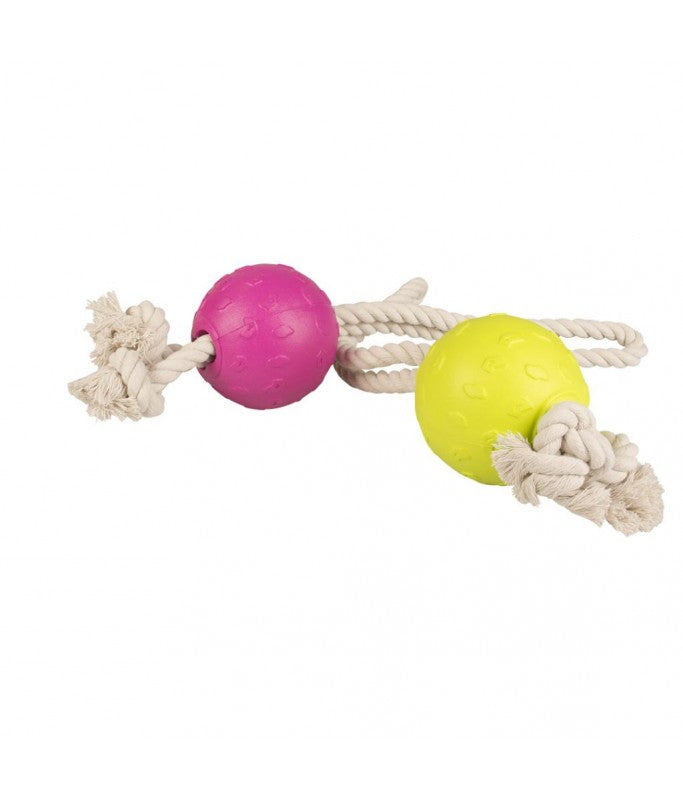 Duvo+ Foam Ball with Rope 30cm | Soft Floating Fetch & Tug Toy for Dogs