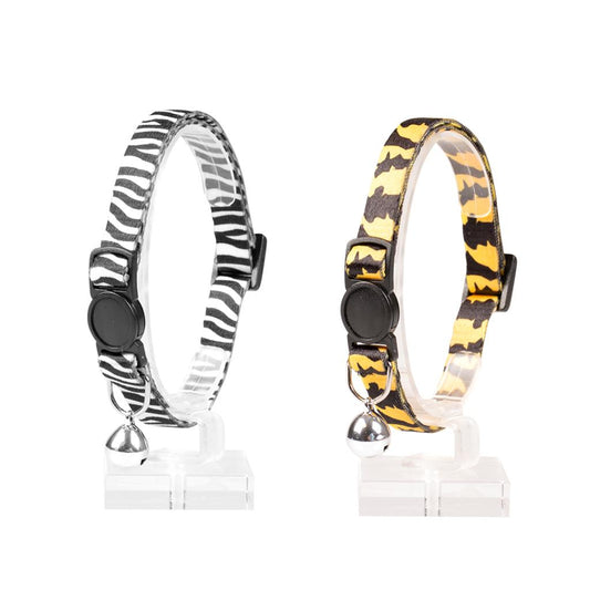 Duvo+ Cat Collar Zoo Nylon-Mixed Colors | Adjustable Safety Collar with Bell 20-30cm