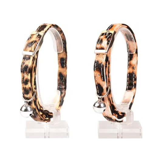 Duvo+ Cat Collar Leopard-Mixed Colors | Wild Animal Print Nylon Safety Collar with Bell 20 - 30cm