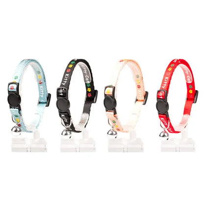 Duvo+ Cat Collar Kitty Cat Nylon-Mixed Colors | Cat Face Pattern Nylon Safety Collar with Bell 20 - 30cm