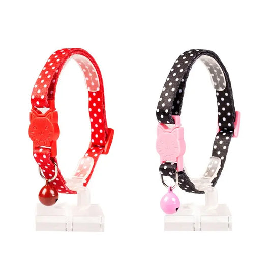 Duvo+ Cat Collar Nylon White Dots-Mixed Colors | Polka Dot Nylon Safety Collar with Bell 20 - 30cm