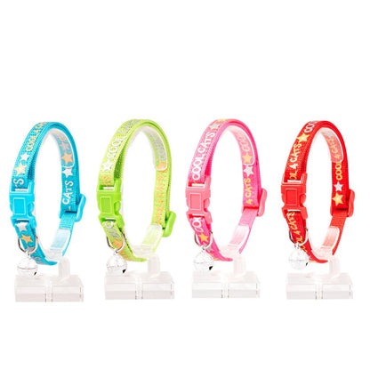 Duvo+ Cat Collar Nylon Cool Cats-Mixed Colors | Cat-Themed Nylon Collar with Safety Buckle & Bell 20-30cm