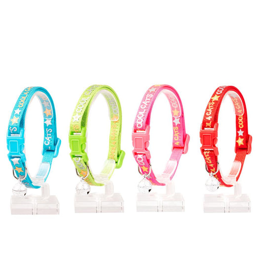 Duvo+ Cat Collar Nylon Cool Cats-Mixed Colors | Cat-Themed Nylon Collar with Safety Buckle & Bell 20-30cm