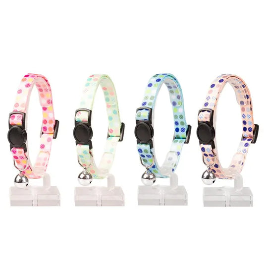 Duvo+ Cat Collar Nylon Candy-Mixed Colors | Patterned Nylon Collar with Safety Buckle & Bell 20 - 30cm