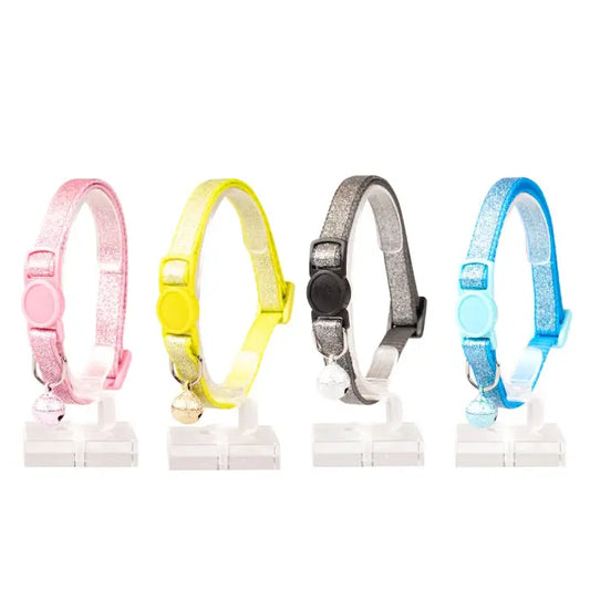 Duvo+ Glitter Nylon Cat Collar-Mixed Colors | Sparkling Breakaway Collar with Bell 20-30cm