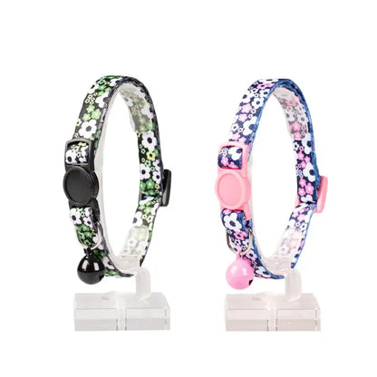 Duvo+ Cat Collar Nylon Flowers-Mixed Colors | Nylon Collar with Safety Buckle & Bell 20 - 30cm