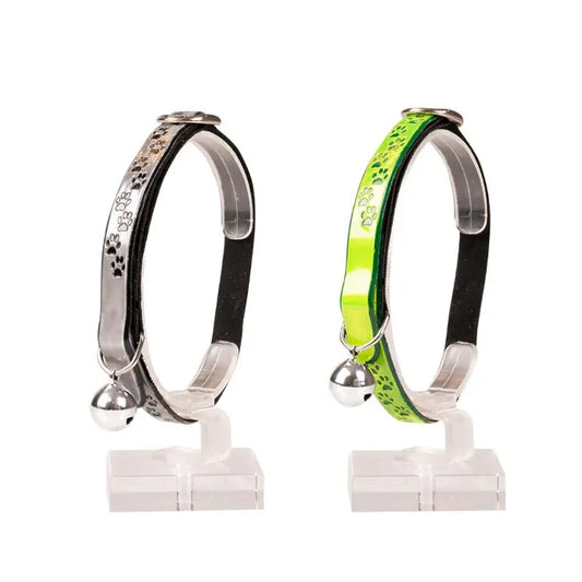 Duvo+ Cat Collar Reflective Paws PVC | High-Visibility PVC Collar with Paw Print Pattern 20 - 30cm