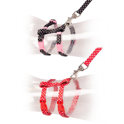 Duvo+ Kitten Walking Set White Dots | Adjustable Harness & Lead for Kittens 15-25cm