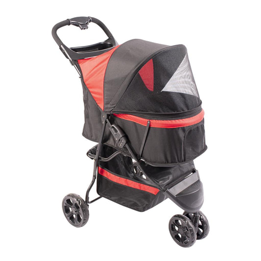 Duvo+ Pet Buggy 3-Wheeler Red/Black | Lightweight Dog & Cat Stroller up to 15kg