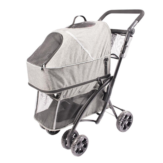 Duvo+ Pet Buggy Stroller Deluxe | Lightweight Dog & Cat Stroller - Grey