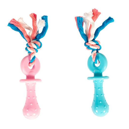 Duvo+ Puppy TPR Teether with Cotton Rope 18cm | Soft Teething Toy for Puppies