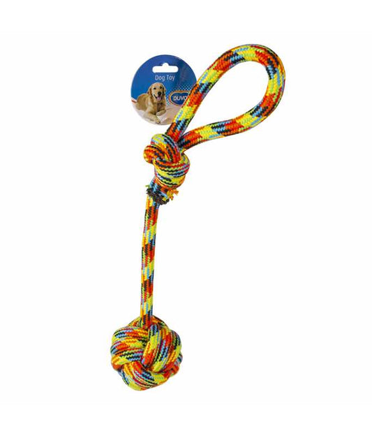 Duvo+ Cotton Rope With Ball And Loop Beach 54cm | Rope & Ball Fetch Toy
