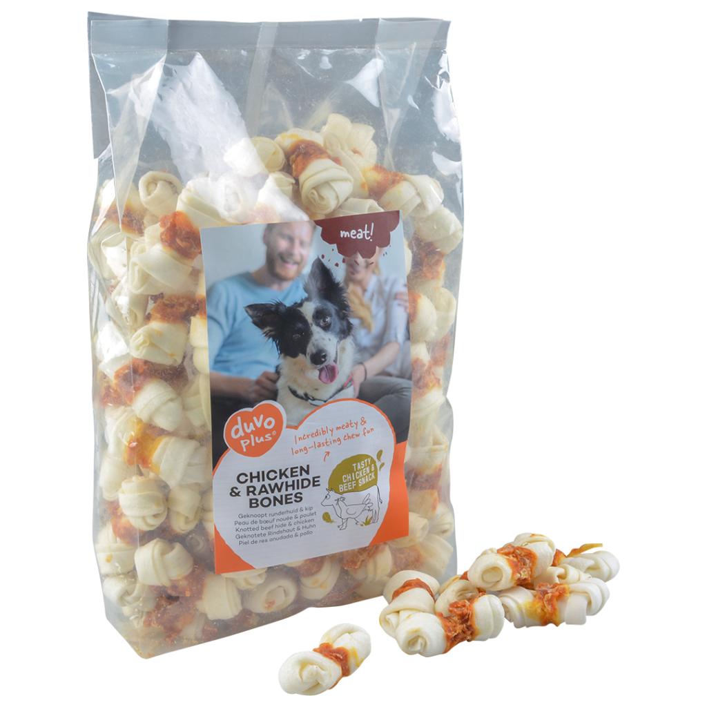Duvo+ Chicken & Rawhide Small Bones 1000g | Natural Dog Chews (86 Mini Bones)