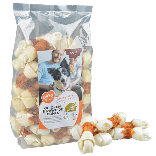 Duvo+ Chicken & Rawhide Small Bones 1000g | Natural Dog Chews (32 Pieces)