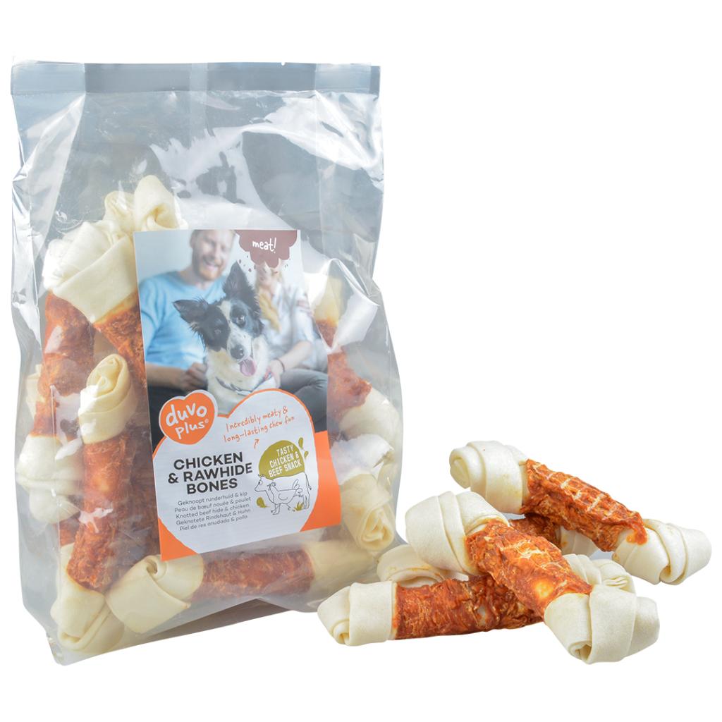 Duvo+ Chicken & Rawhide Small Bones 1000g | Natural Dog Chews (13 Pieces)