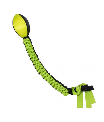 Duvo+ Sporty Rugby With Tail | Interactive Rope Tug Toy for Dogs (Black/Red & Black/Yellow)