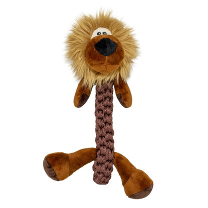 Duvo+ Zoo Friends Leo Lion Stick Brown | Plush Lion Toy with Rope for Dogs