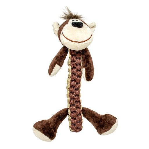 Duvo+ Zoo Friends Martin Monkey Stick Brown | Plush Monkey Toy with Rope for Dogs