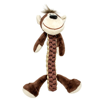 Duvo+ Zoo Friends Martin Monkey Stick Brown | Plush Monkey Toy with Rope for Dogs