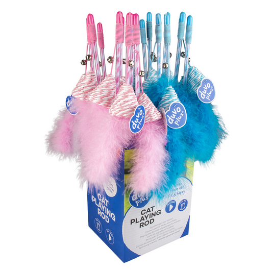 Duvo+ Playing Rod Catchy Paper Triangle Mix | 16-Piece Cat Wand Toy with Paper Triangle & Bell