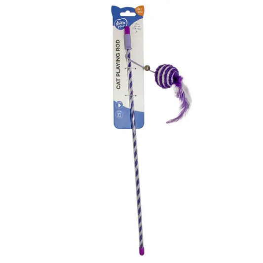 Duvo+ Playing Rod Catchy Glitter Ball Purple | Interactive Cat Wand with Glitter Ball